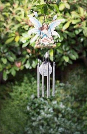 Wind Chimes Fairy Hanging Solar Powered LED Crackle Ball - Blue