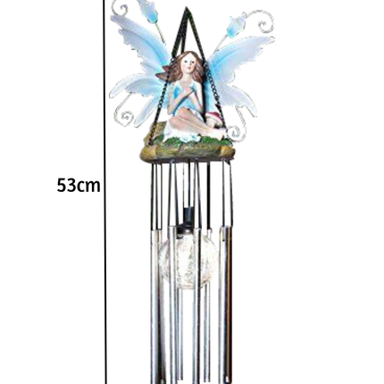 Wind Chimes Fairy Hanging Solar Powered LED Crackle Ball - Blue