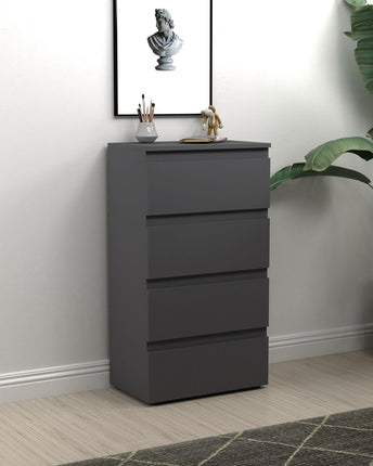 4 Drawer Bedside Cabinet Small Chest of Drawers - Grey