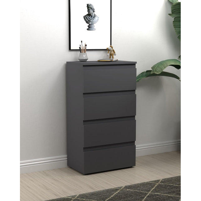 4 Drawer Bedside Cabinet Small Chest of Drawers - Grey