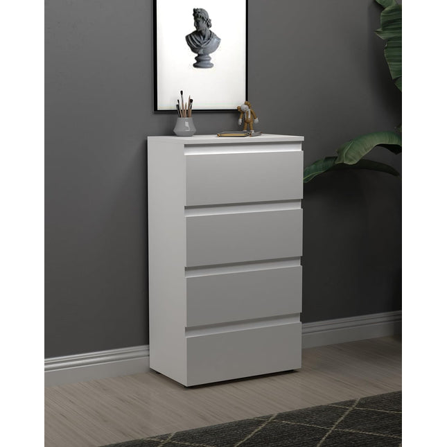4 Drawer Bedside Cabinet Small Chest of Drawers - White