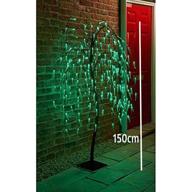5FT Weeping Willow Tree 240 Green LED 8 Functions Outdoor Christmas Decoration