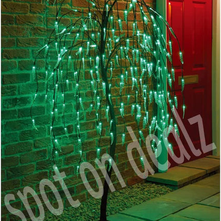 5 FT Weeping Willow Tree Outdoor Christmas Decorations 240 Green LED Tree
