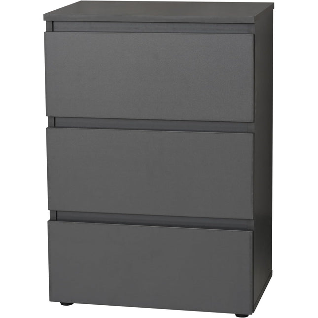 3 Drawer Bedside Cabinet Small Chest of Drawers - Grey