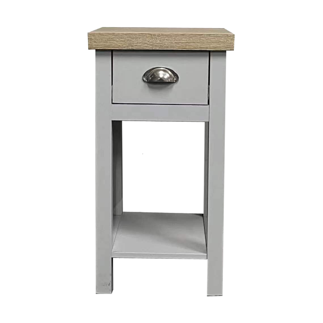 1 Drawer Bedside Cabinet Small Storage With Shelf - Grey