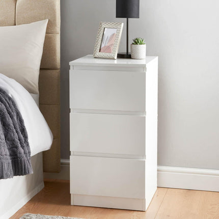 3 Drawer Bedside Cabinet Small Chest of Drawers - White