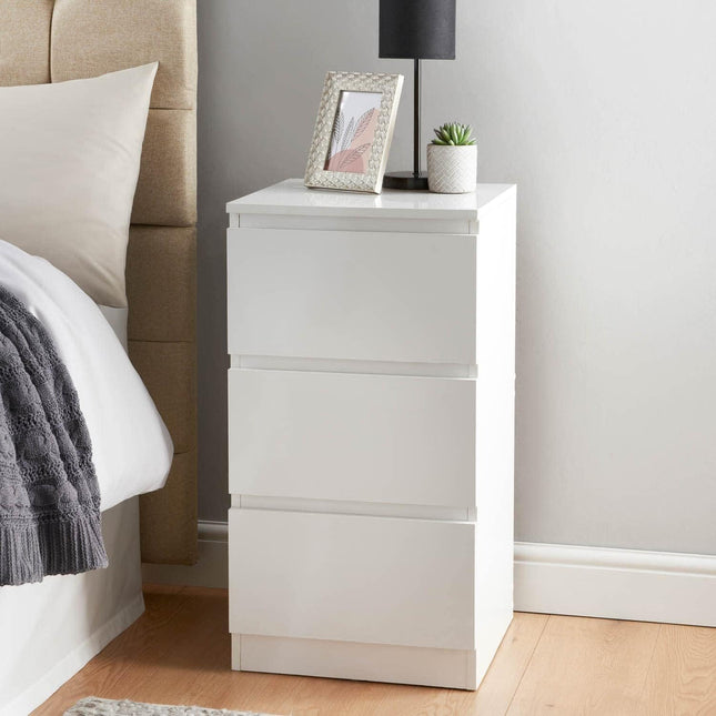 3 Drawer Bedside Cabinet Small Chest of Drawers - White
