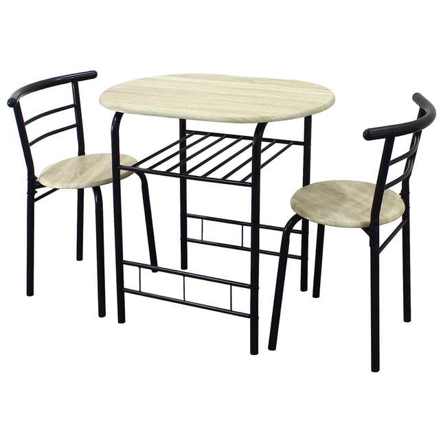 Small Dining Table and 2 Chairs Set Kitchen - Oak