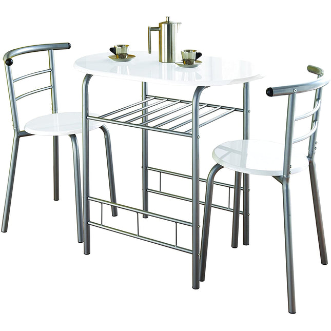 Small Dining Table and 2 Chairs Set Kitchen - White