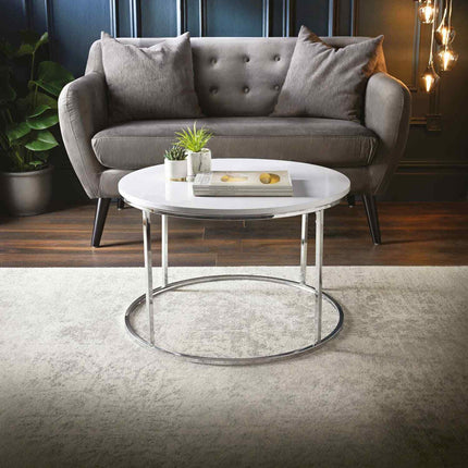 Round Coffee Table for Living Room High Gloss - White