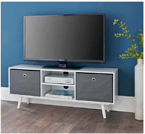 TV Unit Wide 2 Baskets Cabinet for Living Room - White