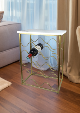 4 Tier Wine Racks Free Standing Bottle Stand - Gold