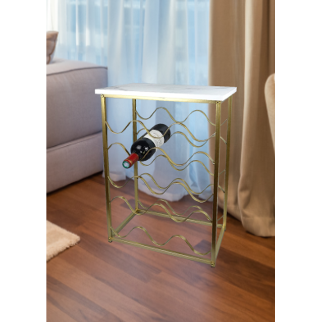 4 Tier Wine Racks Free Standing Bottle Stand - Gold