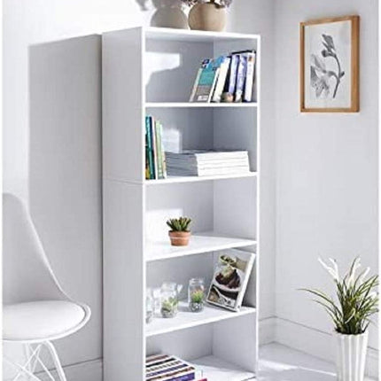 5 Tier Bookcase Shelving Unit Living Room - White