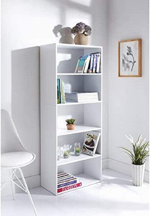 5 Tier Bookcase Shelving Unit Living Room - White