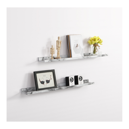 Set of 2 Floating Wall Mounted Shelf 80cm - Marble Effect